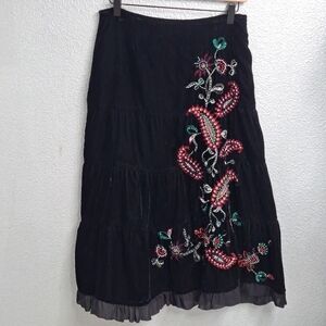 Women's Black Velour Boho/Vintage Skirt